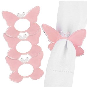 Picture of Lucite Napkin Rings Butterfly Design Blush 4 Pack